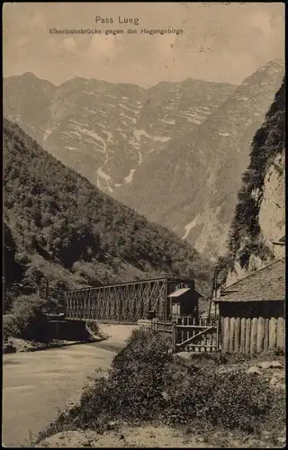 .Österreich Eisenbahnbrücke gegen das Hagengebirge Pass Lueg 1915