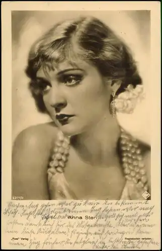 Film/Fernsehen/Theater Schauspielerin ANNA STEN Porträtkarte 1936