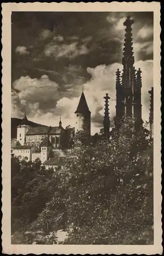 Pürglitz Křivoklát Ortsansicht Blick zur Burg Pürglitz Hrad Křivoklát 1944
