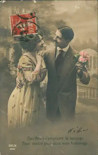 Ansichtskarte  Liebe Liebespaare - Love France Rosen 1912