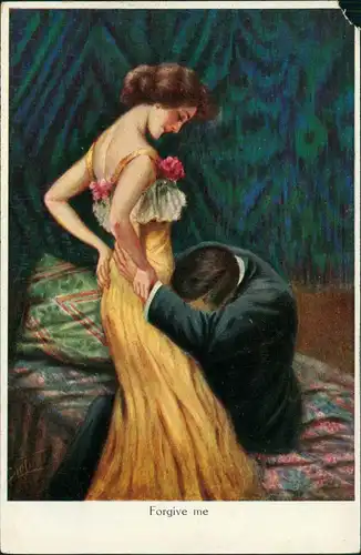 Ansichtskarte  Forgive me Liebe Liebespaare - Love Künstlerkarte 1914