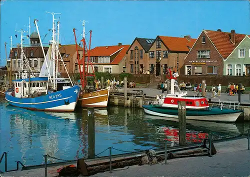 Ansichtskarte Neuharlingersiel Ortsansicht mit Hafen, Schiffe 1994