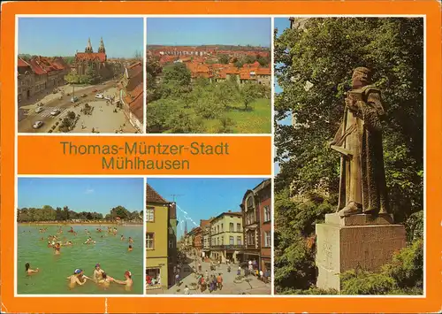 Mühlhausen (Thüringen) DDR Mehrbildkarte der Thomas-Müntzer-Stadt 1989