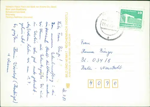 Mühlhausen (Thüringen) DDR Mehrbildkarte der Thomas-Müntzer-Stadt 1989