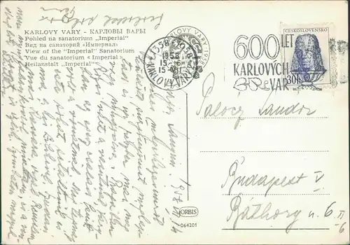 Postcard Karlsbad Karlovy Vary Imperial Sanatorium 1958