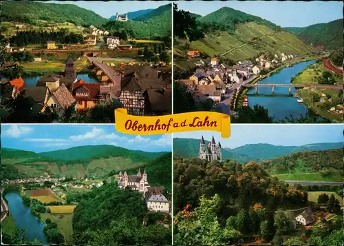Ansichtskarte Obernhof (Lahn) Mehrbildkarte mit 4 Panorama-Ansichten 1980