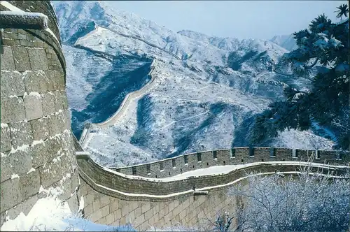 The Great Wall after snow  Chinesische Mauer Große Mauer (萬里長城 / 万里长城) 1990