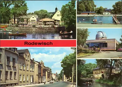 Rodewisch (Vogtland) Schloßinsel, Auerbacher Straße, Bad, Schulsternwarte  1980