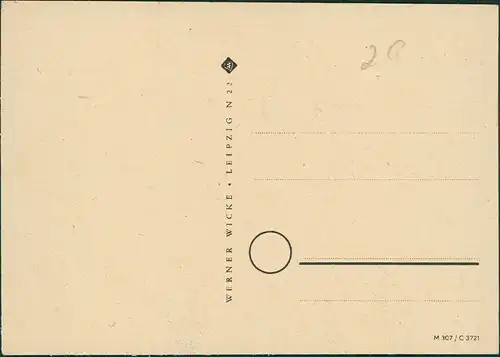 Künstlerkarte: Schornsteinfeger mit Glückssymbolen Pilz Schwein Kleeblatt  1950