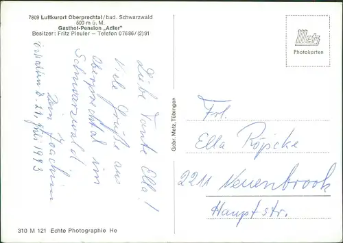 .Baden-Württemberg Luftkurort Oberprechtal bad. Schwarzwald (Mittelgebirge) 1960