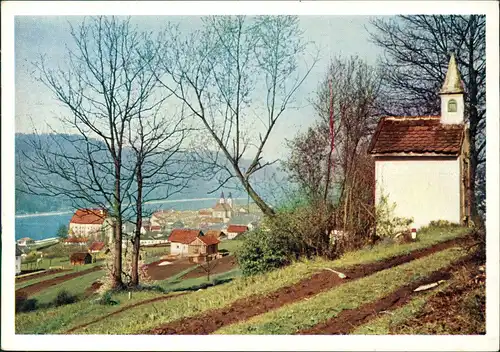 Oberzell Vor-Frühling, Panorama-Ansicht Obernzell a.d. Donau 1969