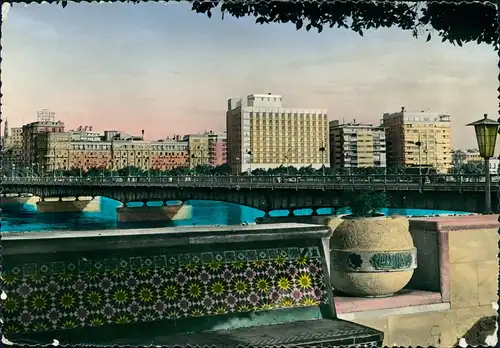 Kairo القاهرة  Shepheards & Semiramis Hotel and Tahrir Bridge 1960