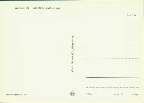 Ansichtskarte Weißenfels Schloß Augustusburg zur DDR Zeit 1961