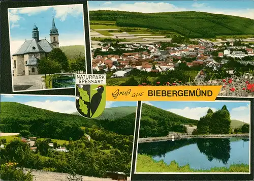 Bieber-Biebergemünd Mehrbild-AK mit Orts- und Umland-Ansichten 1975