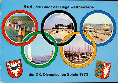 Kiel Stadt der Segelwettbewerbe der XX. Olympischen Spiele, Mehrbild-AK 1972