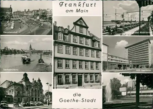 Frankfurt am Main Mehrbild-AK mit Hauptbahnhof, Rhein-Main-Flughafen  1960