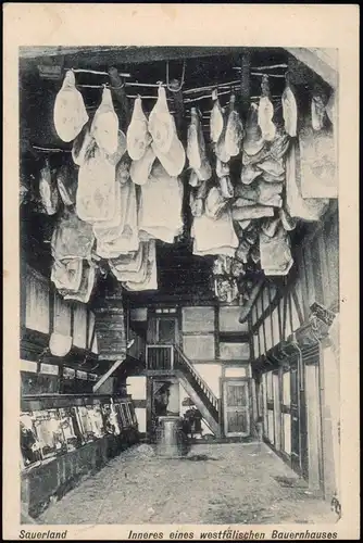 NRW Sauerland Bauernhaus abhängendes Fleisch Vorrat 1916
