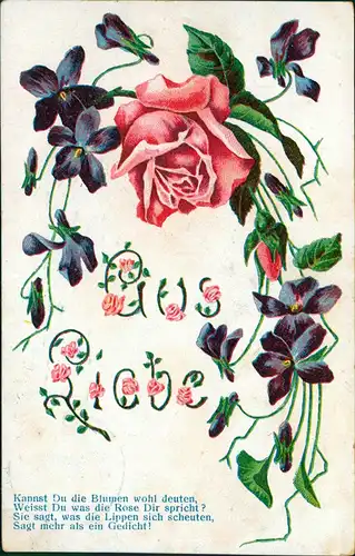 Ansichtskarte  Liebe Liebespaare - Love - Aus Liebe Veilchen und Rose 1912