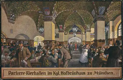 Ansichtskarte München Hofbräuhaus - Innen 1931