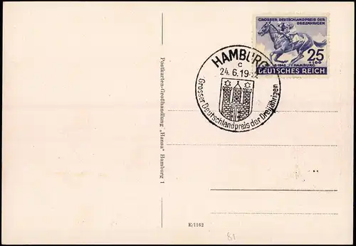 St. Pauli-Hamburg Reeperbahn Typen Hummel  1942  gel. Großer Deutschlandpreis