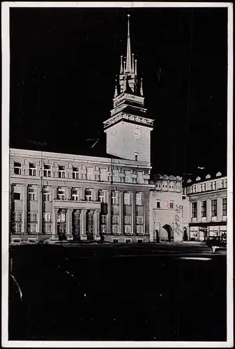 Pardubitz Pardubice Rathaus bei Nacht 500 Jahre 1940 Rot-Blauer Sonderstempel