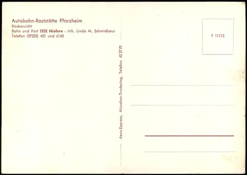 Ansichtskarte Pforzheim Autobahn-Raststätte Pforzheim - Niefern 1969