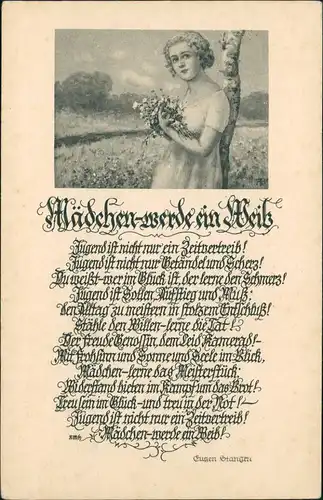 Ansichtskarte  Liedkarte junge Frau - Mädchen werde ein Weib 1923