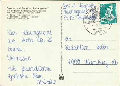 Pottenstein Gasthof und Pension Luisengarten Bes. Fam. Dippold, Mehrbild-AK 1978