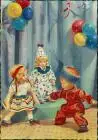 Ansichtskarte  Glückwunsch Geburtstag Birthday Puppen mit Luftballons 1960