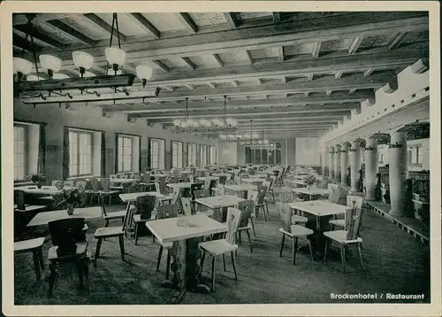 Ansichtskarte Ilsenburg (Harz) Brocken Hotel Restaurant Innenansicht 1950