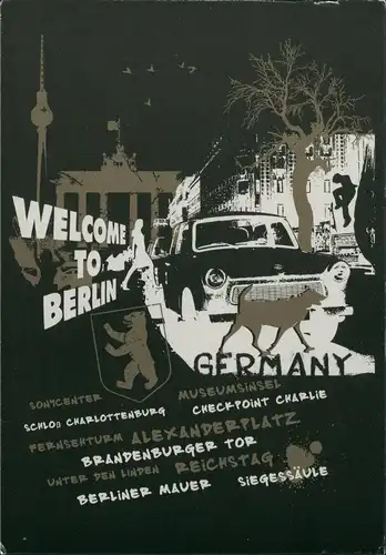 Mitte-Berlin Brandenburger Tor, Trabant, Bauten Künstlerkarte 1999