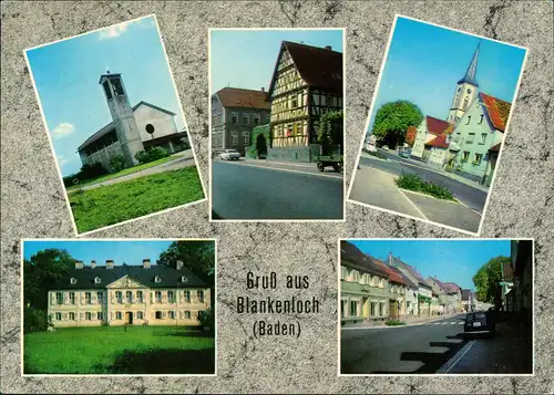 Blankenloch (Baden) Mehrbildkarte  Kath. Kirche, Fachwerkhaus, Ev. Kirch 1975