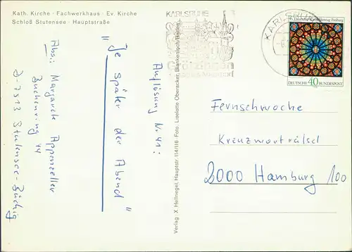 Blankenloch (Baden) Mehrbildkarte  Kath. Kirche, Fachwerkhaus, Ev. Kirch 1975