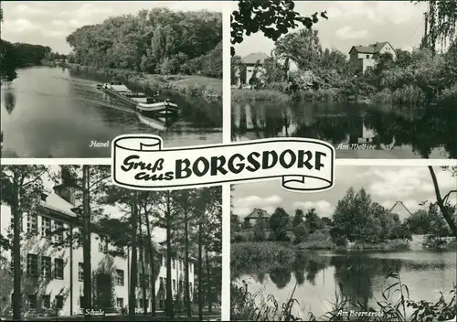 Borgsdorf DDR Mehrbildkarte mit Havel, Wolfsee, Schule, Boernersee 1968