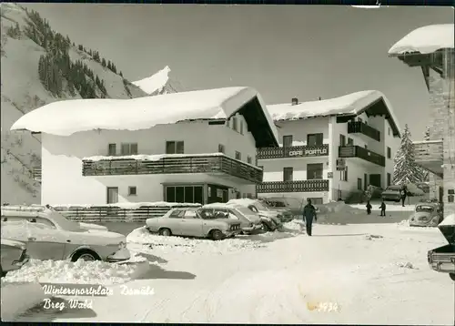 Ansichtskarte Damüls Bz. Bregenz Straße im Winter Cafe Portla 1962