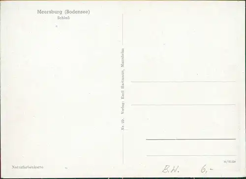 Ansichtskarte Meersburg Schloss (Castle) Naturfarbenkarte 1950