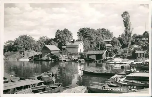 Postcard Vaxholm Norrhamnen Hafen 1961