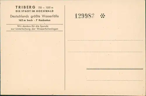 Triberg Schwarzwald Deutschlands größter Wasserfall TRIBERGER WASSERFÄLLE 1930