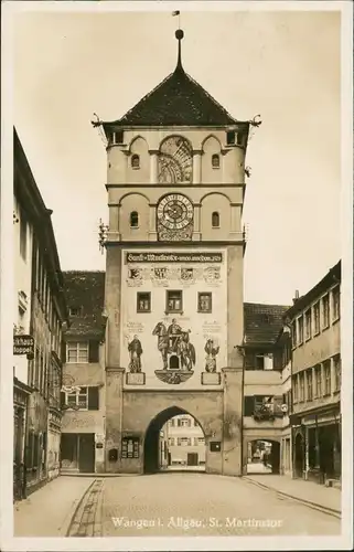 Ansichtskarte Wangen Straßenpartie, Martinstor - Geschäfte 1938