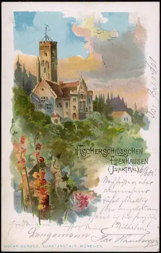 Ebenhausen-Schäftlarn Fischerschlößchen Isarthal - Künstlerkarte 1906