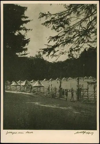 Militär/Propaganda - 2.WK (Zweiter Weltkrieg) Zeltlager im Wald 1939  Propaganda-Stempel Asch AS 21. September