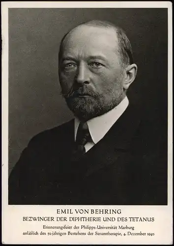 Marburg an der Lahn Universität EMIL VON BEHRING 1940  gel. mit Sonderstempel