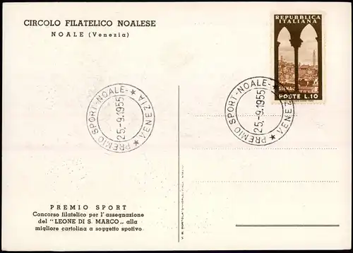 .Italien Italia CIRCOLO FILATELICO NOALESE (Venezia) Premio Sport 1955