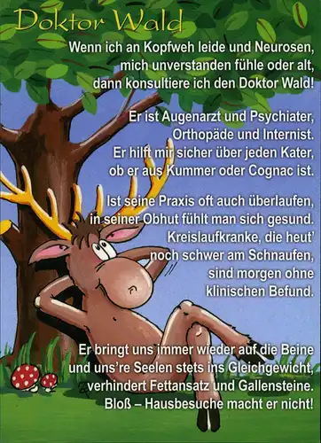 Ansichtskarte  Doktor Wald Elch unter einem Baum 1999