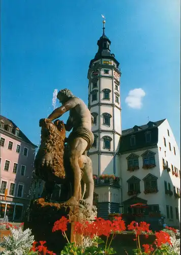 Ansichtskarte Gera Rathaus Gera mit Simsonbrunnen 2004