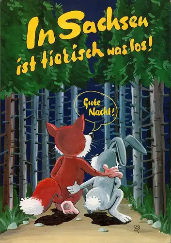 Ansichtskarte  Scherzkarte In Sachsen ist tierisch was los! Gute Nacht! 2002
