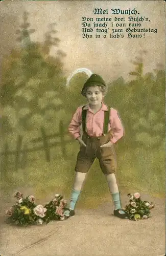 Menschen/Soziales Leben - Kinder; Junger Bursche in Lederhose 1910