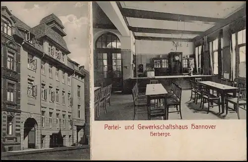 Ansichtskarte Hannover Partei- und Gewerkschaftshaus 2 Ansichten 1910