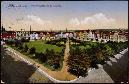 Ansichtskarte Meerane Panorama-Ansicht mit Wettinerplatz 1925