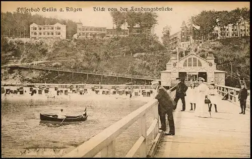 Ansichtskarte Sellin Blick von der Landungsbrücke, Hotels 1918